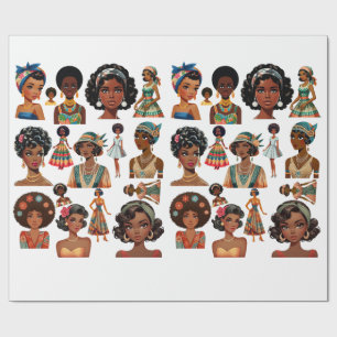 Papel De Presente Moda feminina negra africana arte dos anos 20 aos