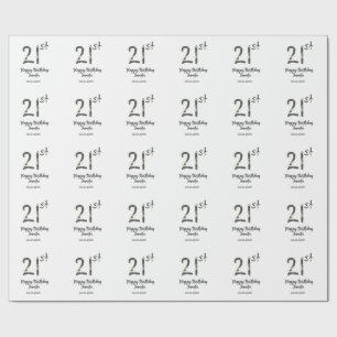 Papel De Presente modelo de aniversário de 21 anos adicionar nome da