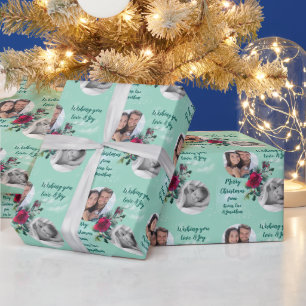 Papel De Presente Modelo de duas fotos Rosa de Natal