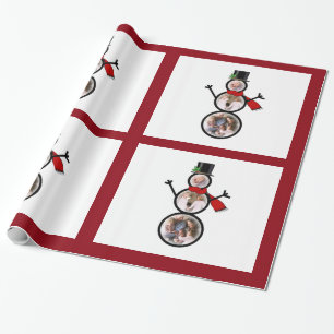 Papel De Presente Modelo de Foto de Natal do Snowman