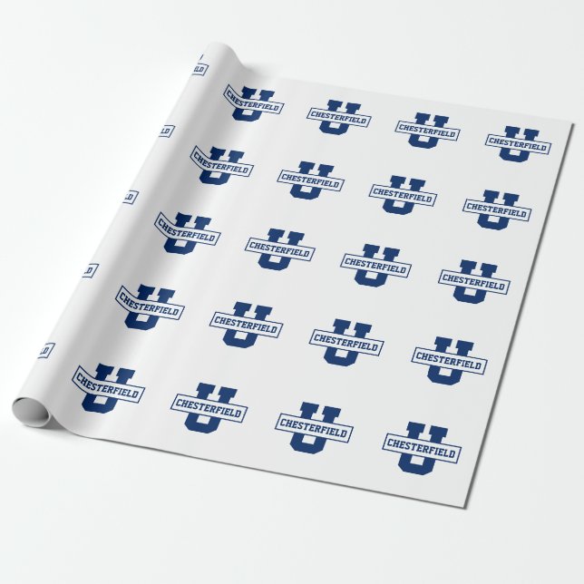 Papel De Presente Modelo de monograma personalizado da equipe despor (Desenrolado)