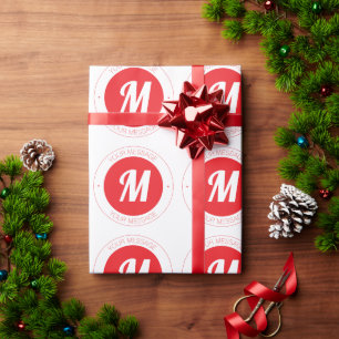 Papel De Presente Modelo de monograma personalizável e texto circula