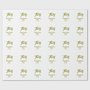 Papel De Presente modelo dourado de 30º aniversário adicionar nome d