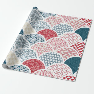 Papel De Presente modelo geométrico tradicional kimono sketc