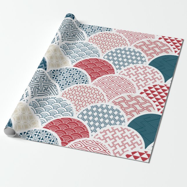 Papel De Presente modelo geométrico tradicional kimono sketc (Desenrolado)