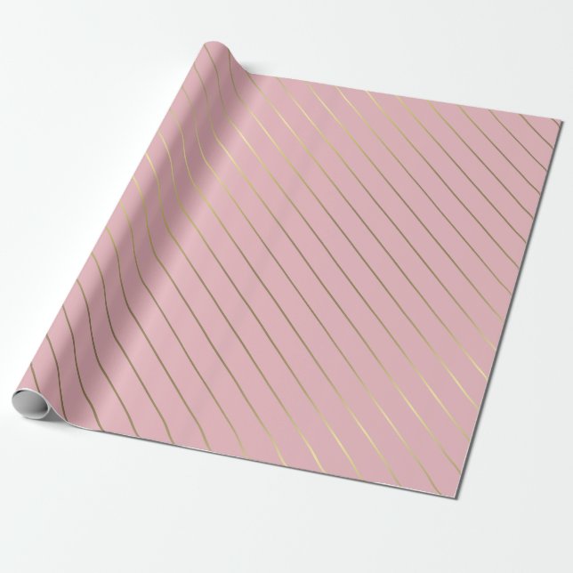 Papel De Presente Modelo Glamorosa com Rosa Dourado (Desenrolado)