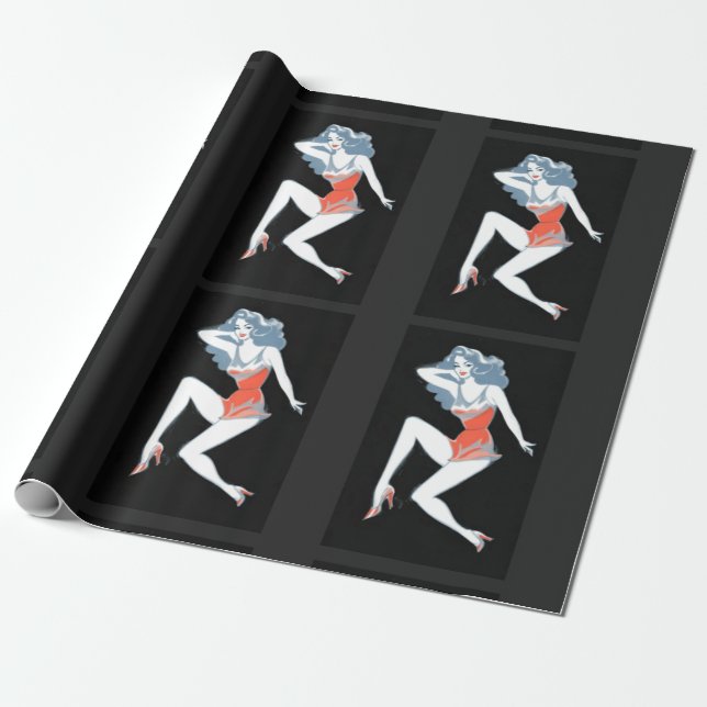 Papel De Presente Modelo Glamouroso Posando na Thunder_Cove (Desenrolado)