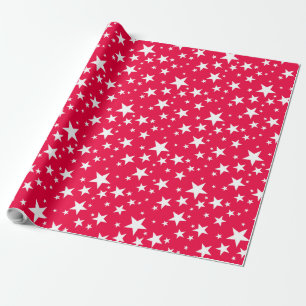 Papel De Presente Modelo Nostálgico Elegante Natal Vermelho Estrelas