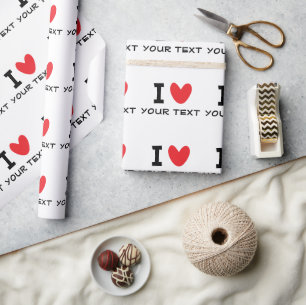 Papel De Presente Modelo personalizado EU AMO - EU CORAÇÃO