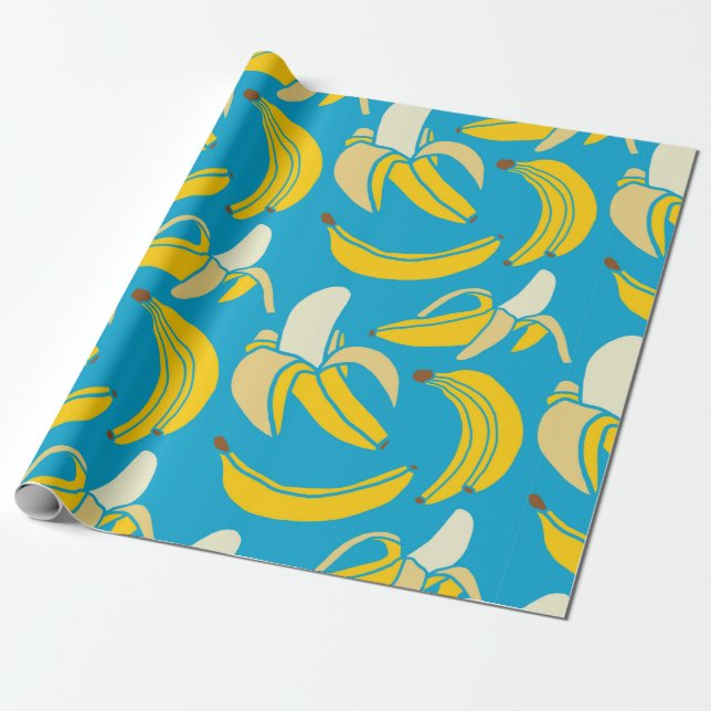 Papel De Presente modelo sem costura de banana tropical fruta fresca (Desenrolado)
