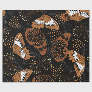 Papel De Presente Modern Black and Brown Insect Print Wrapping