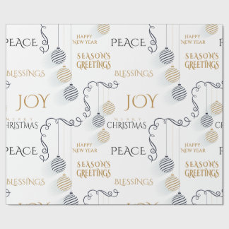 Papel De Presente Modern Black and Gold Holiday Messages 