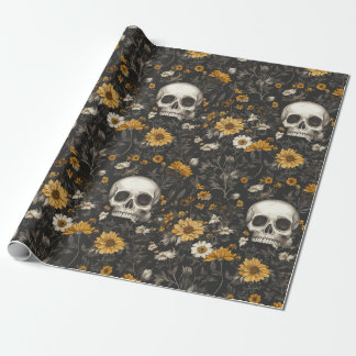 Papel De Presente Modern Blossom Skull-Stil Geschenkpapier