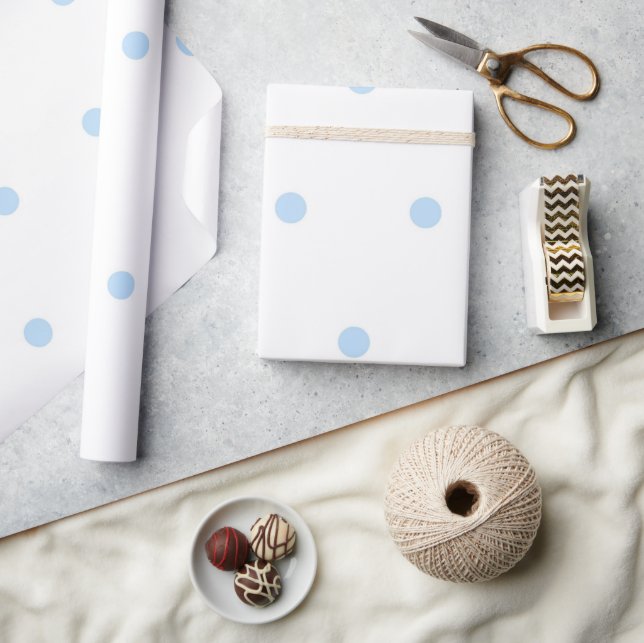 Papel De Presente Modern Blue & White Polka Dots Pattern (Artesanato)