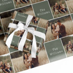 Papel De Presente Modern Boho Christmas | Colagem de Fotos da Famíli<br><div class="desc">Celebrar a época de férias com este Natal moderno | papel de empacotamento de fotos da família verde. Seu simples design verde e branco incorpora um sentimento clássico e caprichoso, perfeito para a estação de inverno. Mostre sua família de uma maneira exclusiva. A fonte festiva boêmica mínima adiciona criatividade e...</div>