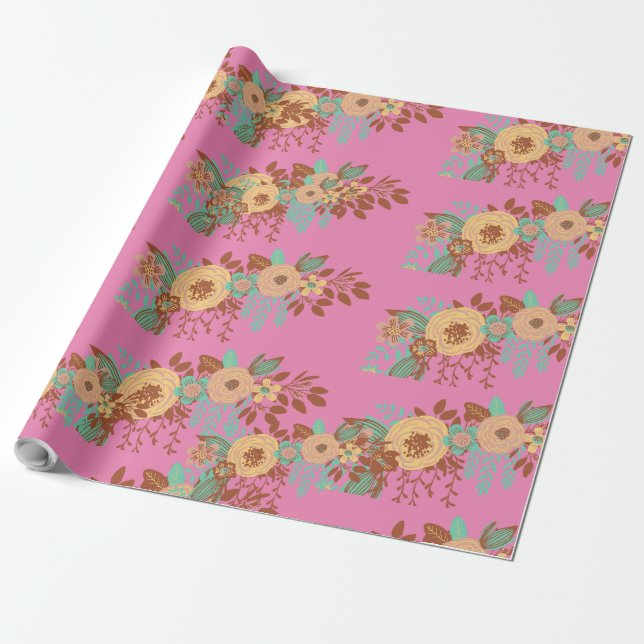 Papel De Presente Modern Boho Floral Home Decor (Desenrolado)