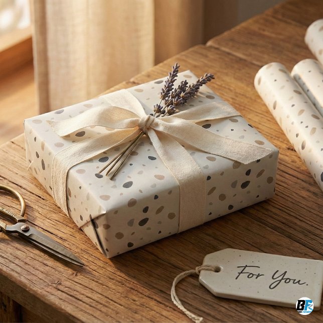 Papel De Presente Modern Boho Neutral Terrazzo Speckled Earth Tones (Criador carregado)