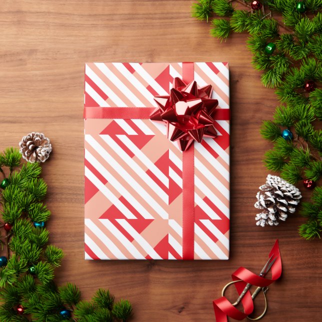Papel De Presente Modern Check Pattern Wrapping Paper (Presente de Natal)