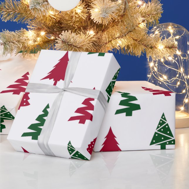 Papel De Presente Modern Christmas Tree Wrapping Paper (Feriados)