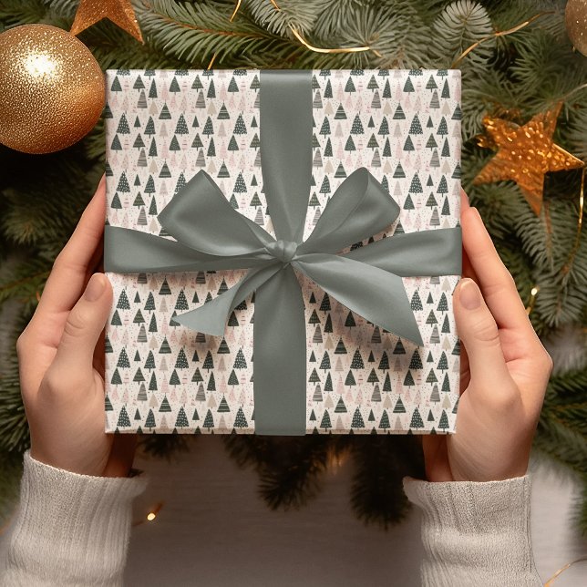 Papel De Presente Modern Christmas Trees Wrapping Paper (Criador carregado)