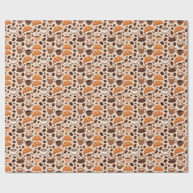 Papel De Presente Modern Coffee Aesthetic Pattern (Aberto)