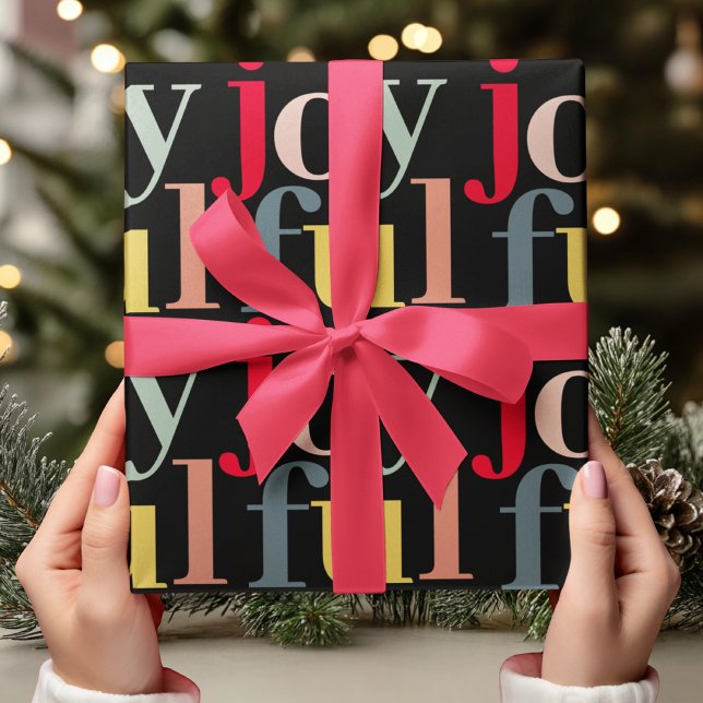 Papel De Presente Modern Colorful JOYFUL Christmas  (Criador carregado)