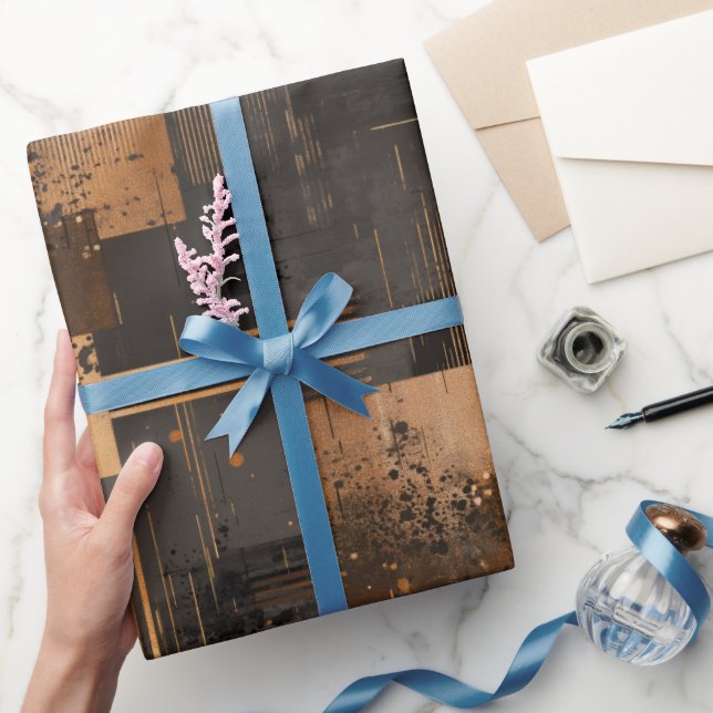 Papel De Presente Modern Copper Bronze Shine Abstract Pattern (Presentear)