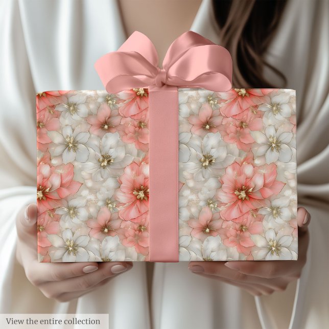 Papel De Presente Modern dusty rose and gold 70th birthday wrap (Modern dusty rose and gold 70th birthday wrap)