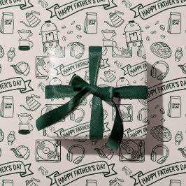 Papel De Presente Modern Father's Day Doodle Pattern Millennial Dad