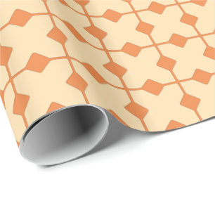 Papel De Presente Modern Geométrico, Ouros - Cor de laranja-mandarin