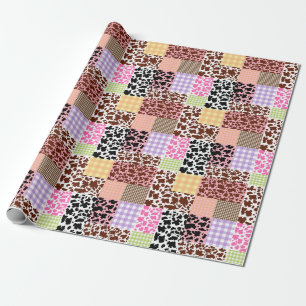 Papel De Presente Modern Gingham Cowskin Patchwork Quilt