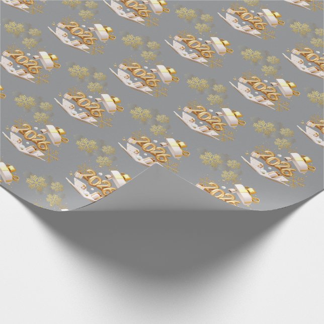 Papel De Presente Modern Gold Holiday Gift Wrap (Ponta)
