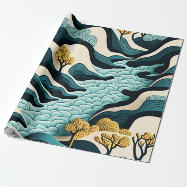 Papel De Presente Modern Landscape (Desenrolado)