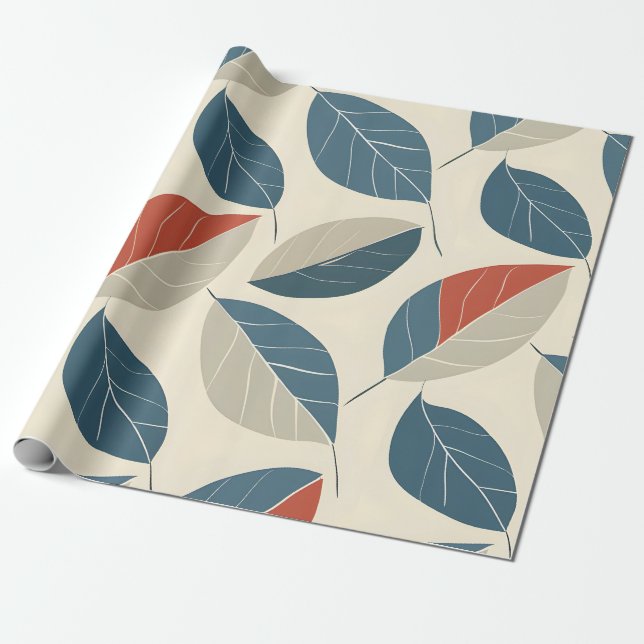 Papel De Presente Modern Leaf Motif (Desenrolado)