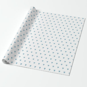 Papel De Presente Modern Love Heart Baby Blue Aquarela