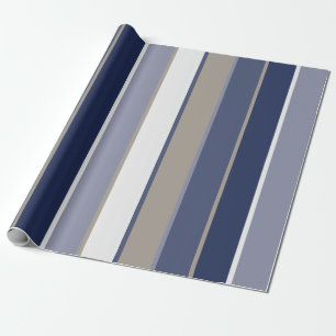 Papel De Presente Modern Manly Stripes Blue Taupe