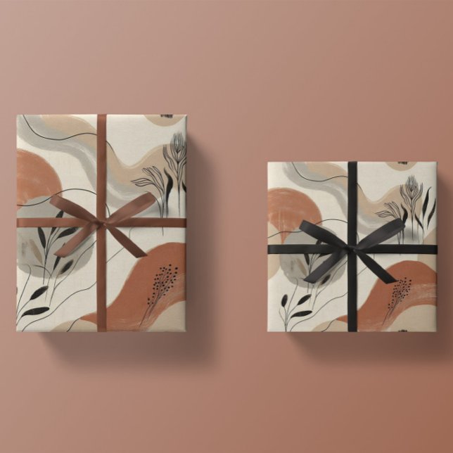 Papel De Presente Modern Minimalist Organic Abstract Shapes Pattern (Criador carregado)