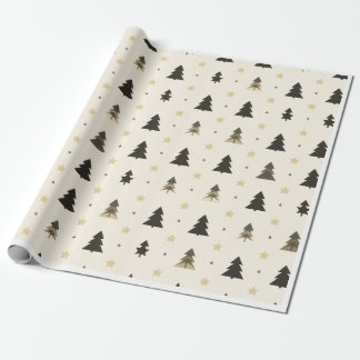 Papel De Presente modern Minimalist PINE TREE black and soft pink 