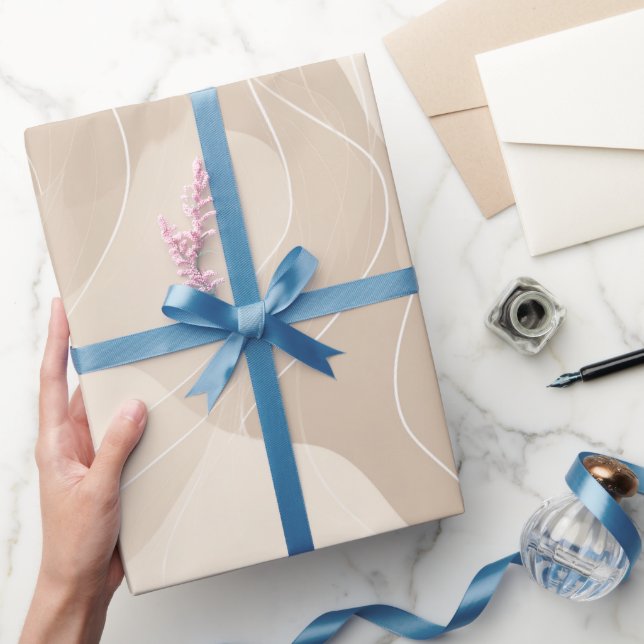 Papel De Presente Modern Minimalist Soft Beige Flow Abstract Pattern (Presentear)