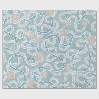 Papel De Presente Modern Nautical Gift Wrap - Beachy Treasures