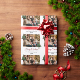 Papel De Presente Modern Personalized Family Photo Christmas 