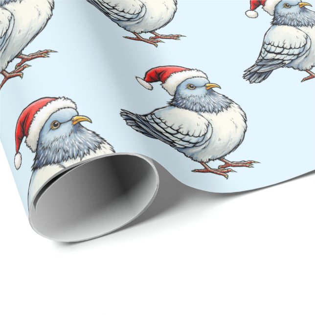 Papel De Presente Modern Pigeon Papai Noel Natal (Ponta do rolo)