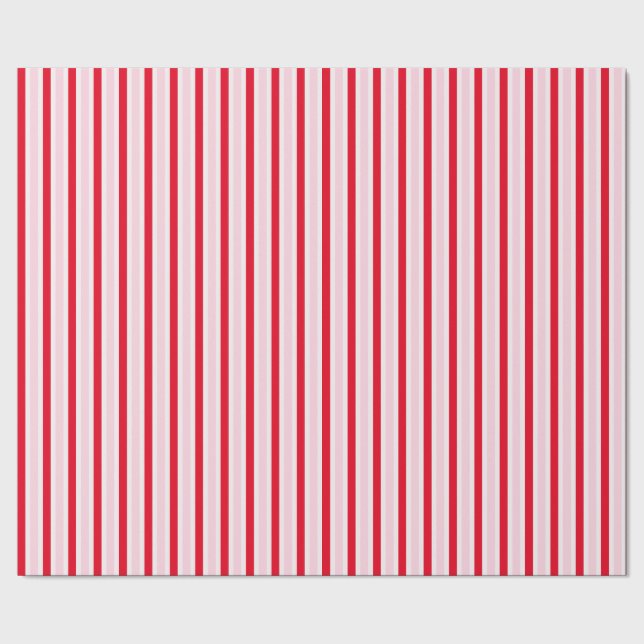 Papel De Presente Modern Pink Red Striped Christmas (Barra)