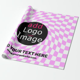 Papel De Presente Modern Professional Custom Brand Checker Pink 