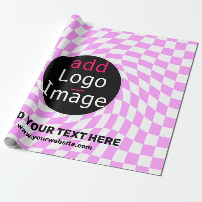 Papel De Presente Modern Professional Custom Brand Checker Pink  (Desenrolado)