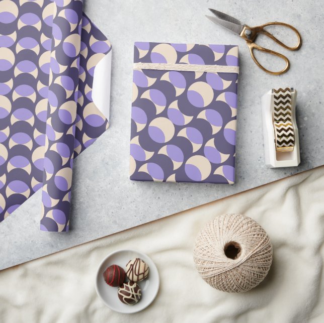 Papel De Presente Modern Retro Lavender Geometric Wrapping Paper (Artesanato)