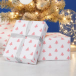 Papel De Presente Modern Simple Pink Christmas Trees on White<br><div class="desc">Fir trees pattern on white background,  bringing festive spirit,  best for the holiday season gift wrapping</div>