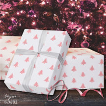 Modern Simple Pink Christmas Trees on White