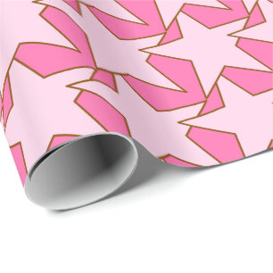 Papel De Presente Modern Star Geometric - leve e rosa profundo