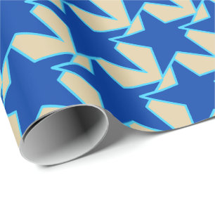 Papel De Presente Modern Star Geométrico - azul de cobalto e esticad